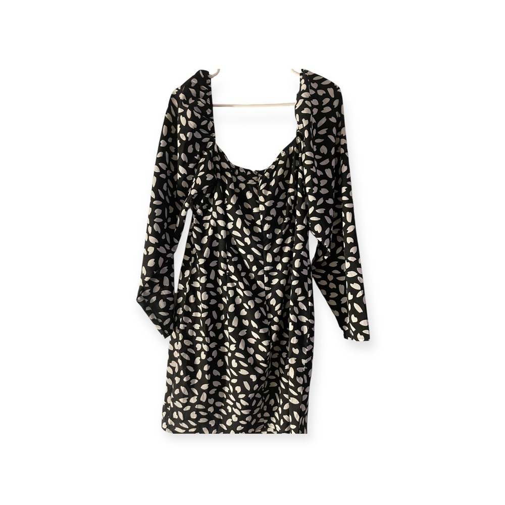 PrettyLittleThing Black & White Abstract Print Mini Dress (Size 16)